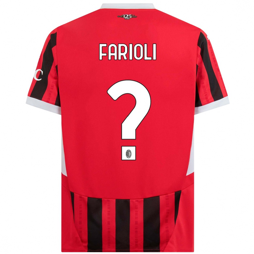 Niño Fútbol Camiseta Simone Farioli #0 Rojo Negro 1ª Equipación 2024/25