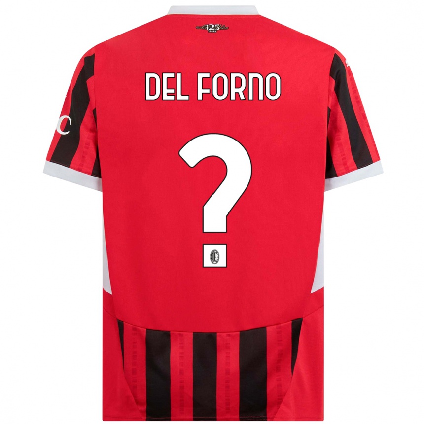 Niño Fútbol Camiseta Luca Del Forno #0 Rojo Negro 1ª Equipación 2024/25