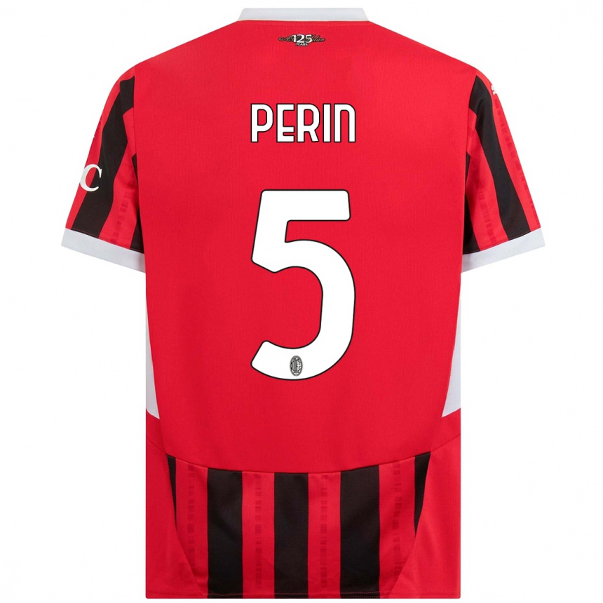 Niño Fútbol Camiseta Ernesto Perin #5 Rojo Negro 1ª Equipación 2024/25