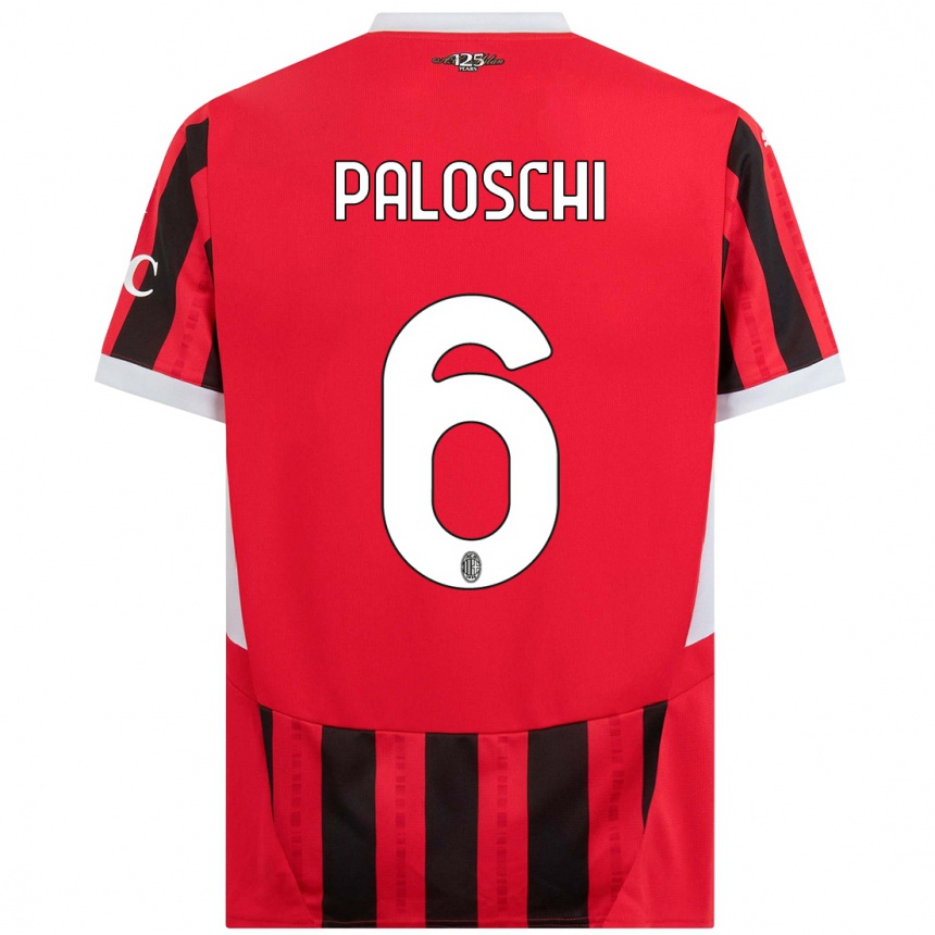 Niño Fútbol Camiseta Dorian Paloschi #6 Rojo Negro 1ª Equipación 2024/25