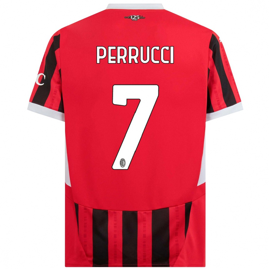 Niño Fútbol Camiseta Vincenzo Perrucci #7 Rojo Negro 1ª Equipación 2024/25