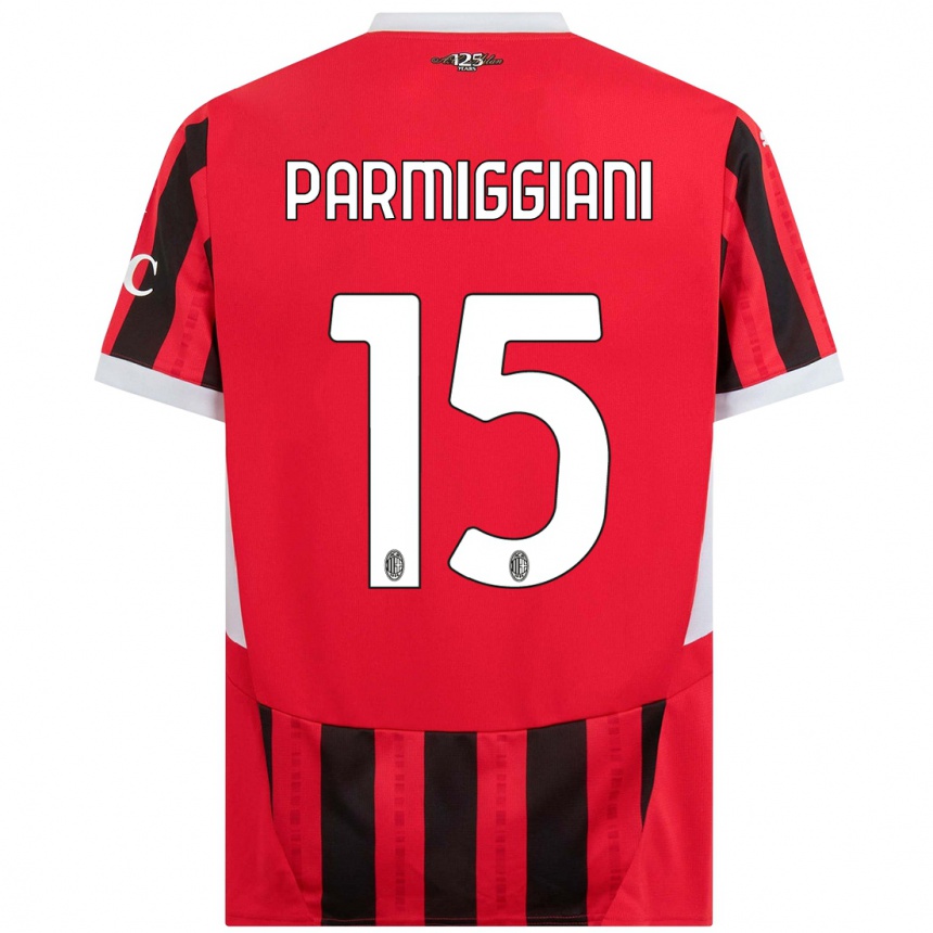 Niño Fútbol Camiseta Pietro Parmiggiani #15 Rojo Negro 1ª Equipación 2024/25