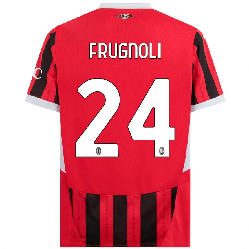 Niño Fútbol Camiseta Leonardo Frugnoli #24 Rojo Negro 1ª Equipación 2024/25