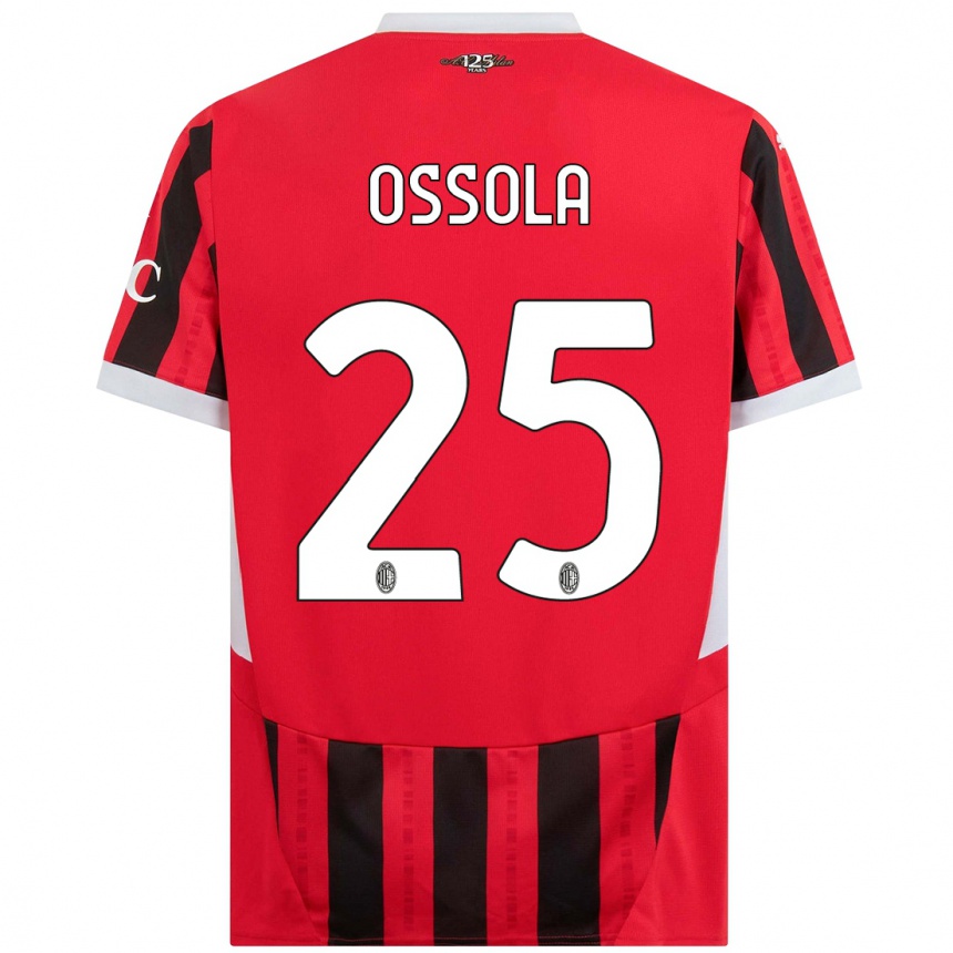 Niño Fútbol Camiseta Lorenzo Ossola #25 Rojo Negro 1ª Equipación 2024/25