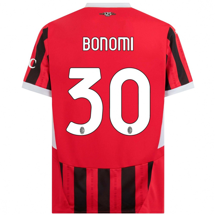 Niño Fútbol Camiseta Alessandro Bonomi #30 Rojo Negro 1ª Equipación 2024/25