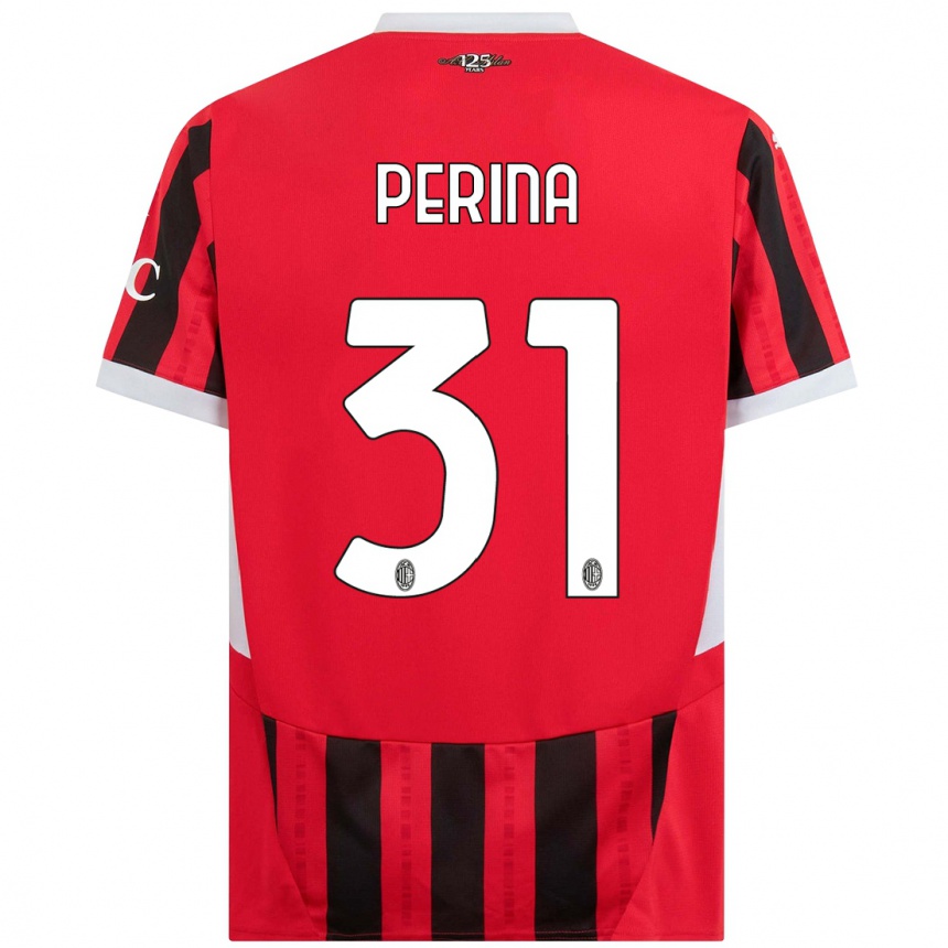 Niño Fútbol Camiseta Gioele Perina #31 Rojo Negro 1ª Equipación 2024/25