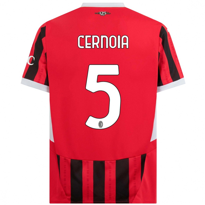 Niño Fútbol Camiseta Valentina Cernoia #5 Rojo Negro 1ª Equipación 2024/25