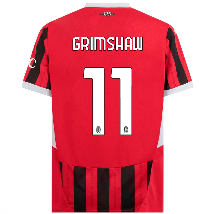 Niño Fútbol Camiseta Christy Grimshaw #11 Rojo Negro 1ª Equipación 2024/25