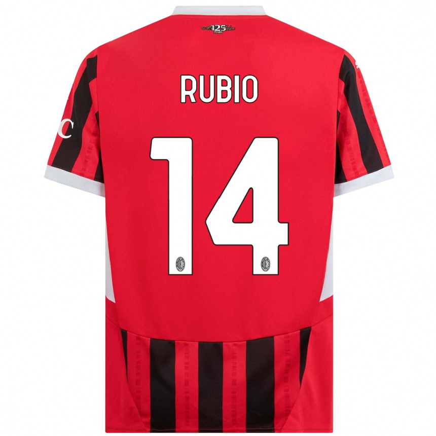 Niño Fútbol Camiseta Silvia Rubio #14 Rojo Negro 1ª Equipación 2024/25