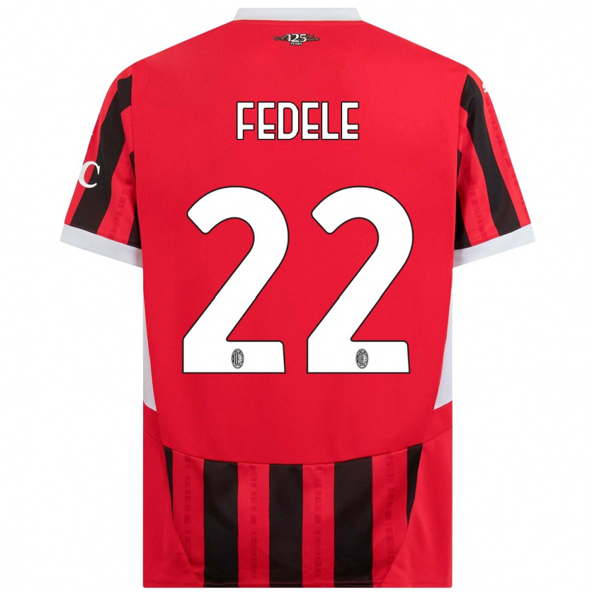 Niño Fútbol Camiseta Noemi Fedele #22 Rojo Negro 1ª Equipación 2024/25