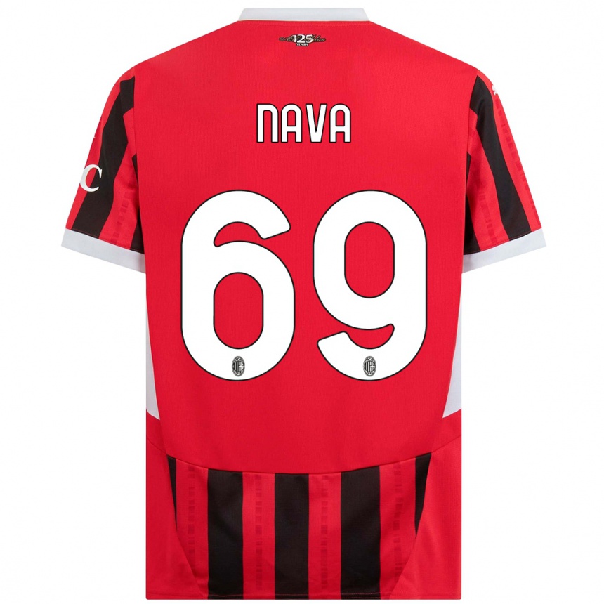 Niño Fútbol Camiseta Lapo Nava #69 Rojo Negro 1ª Equipación 2024/25