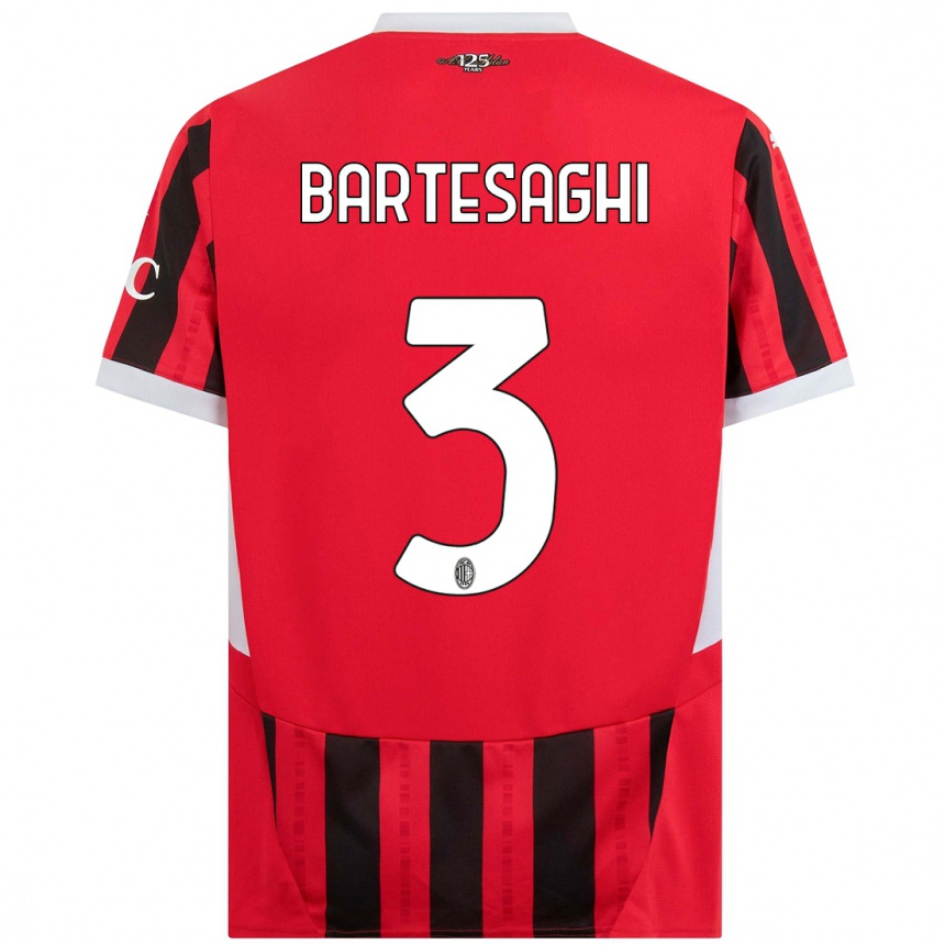 Niño Fútbol Camiseta Davide Bartesaghi #3 Rojo Negro 1ª Equipación 2024/25