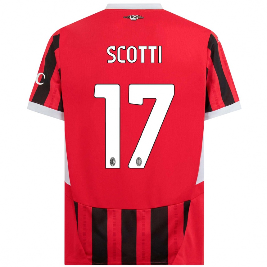 Niño Fútbol Camiseta Filippo Scotti #17 Rojo Negro 1ª Equipación 2024/25