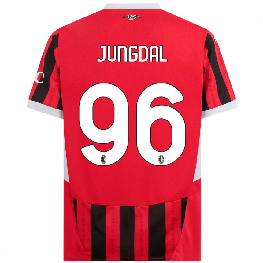 Niño Fútbol Camiseta Andreas Jungdal #96 Rojo Negro 1ª Equipación 2024/25