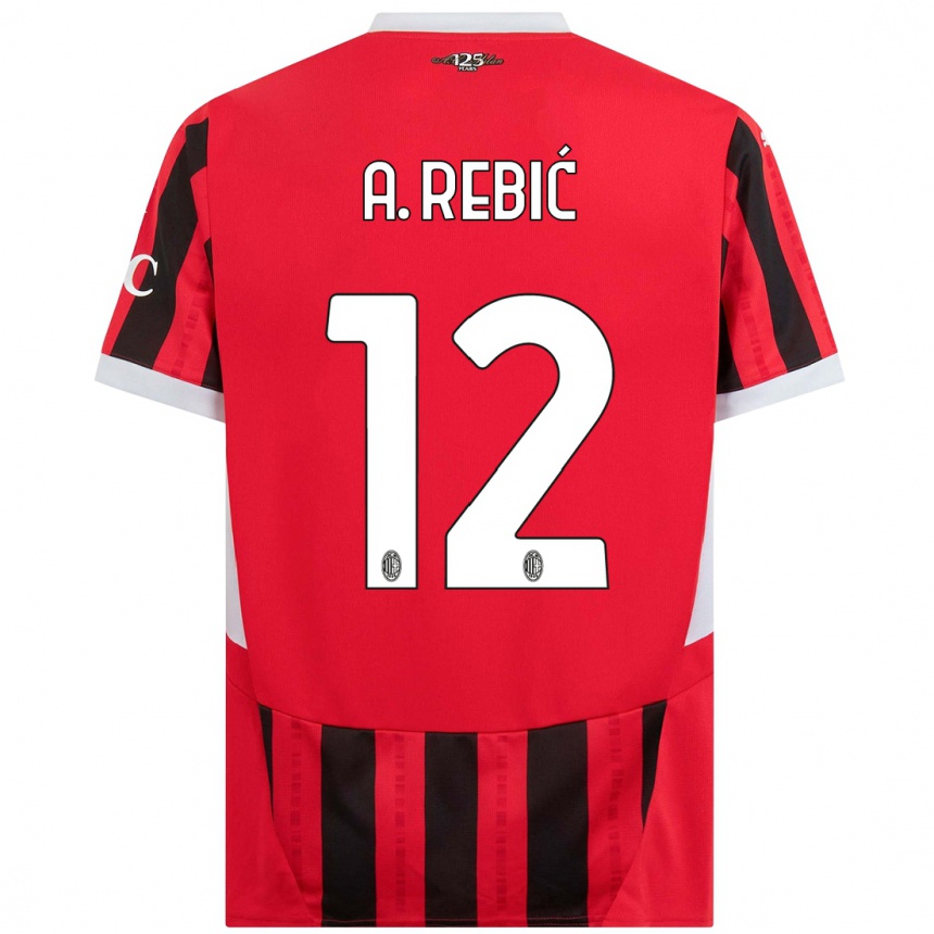 Niño Fútbol Camiseta Ante Rebic #12 Rojo Negro 1ª Equipación 2024/25