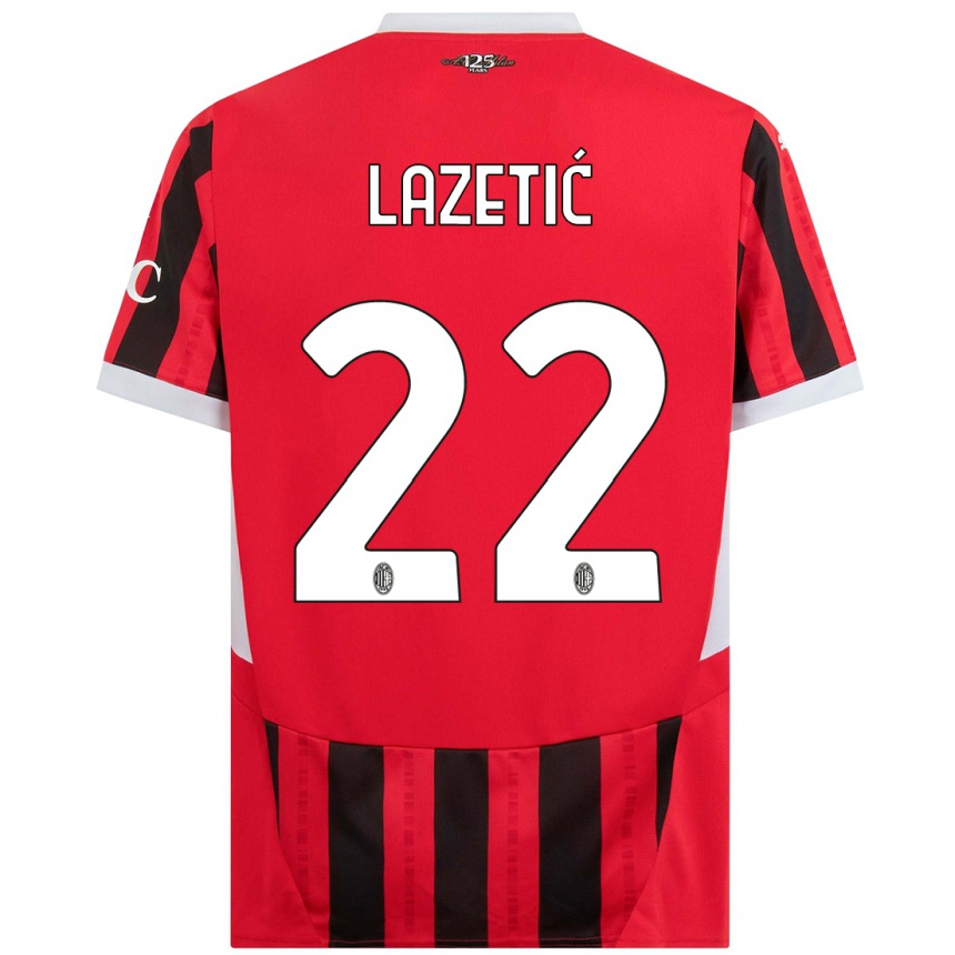 Niño Fútbol Camiseta Marko Lazetic #22 Rojo Negro 1ª Equipación 2024/25