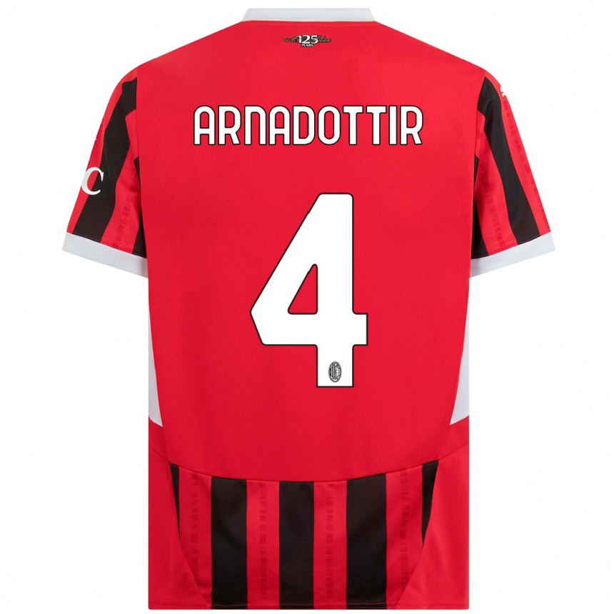 Niño Fútbol Camiseta Guony Arnadottir #4 Rojo Negro 1ª Equipación 2024/25