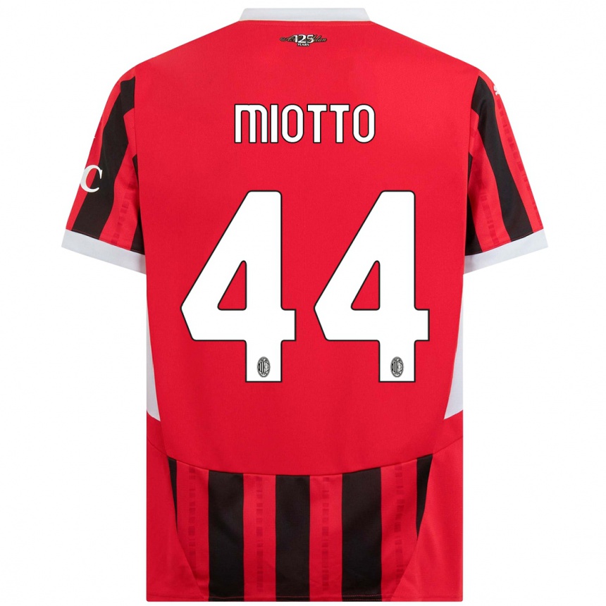 Niño Fútbol Camiseta Giorgia Miotto #44 Rojo Negro 1ª Equipación 2024/25