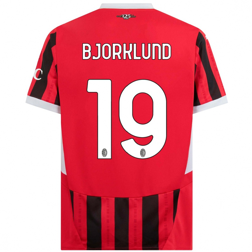 Niño Fútbol Camiseta Lukas Bjorklund #19 Rojo Negro 1ª Equipación 2024/25