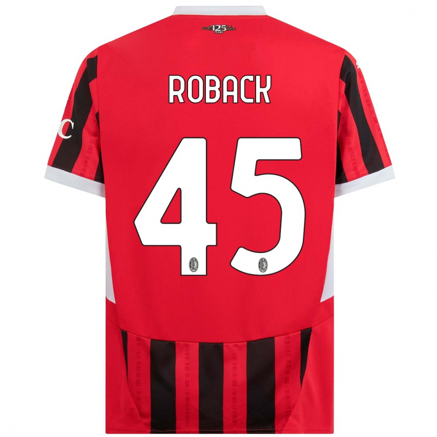 Niño Fútbol Camiseta Emil Roback #45 Rojo Negro 1ª Equipación 2024/25