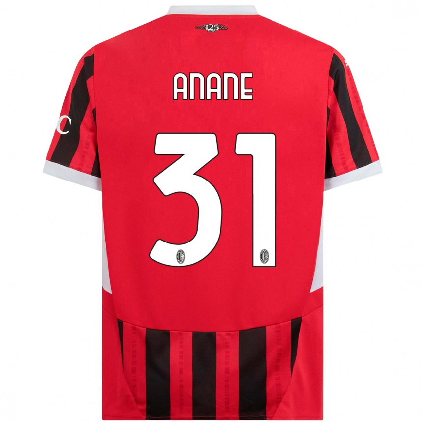 Niño Fútbol Camiseta Emmanuel Anane #31 Rojo Negro 1ª Equipación 2024/25