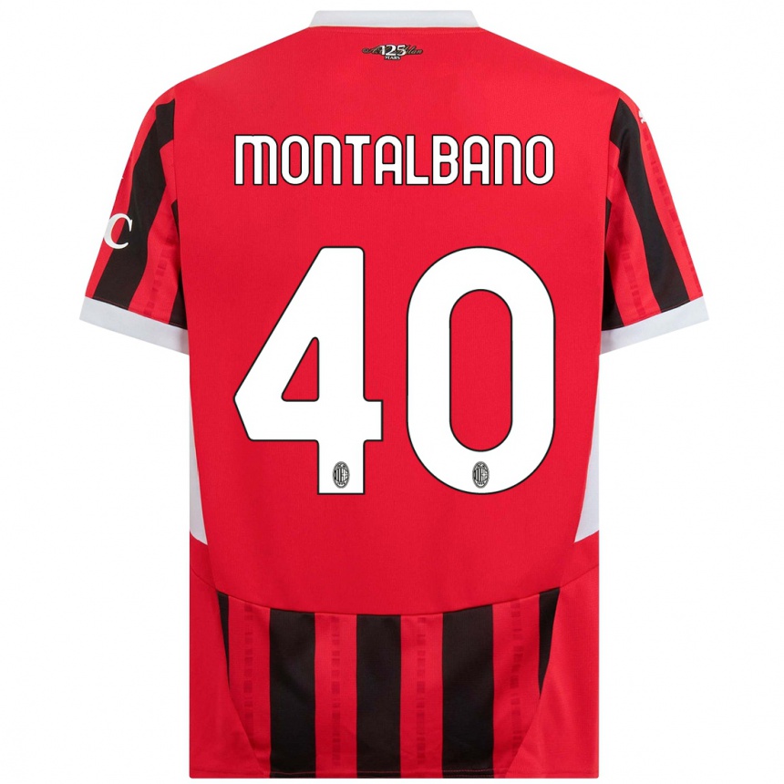 Niño Fútbol Camiseta Nicolo Montalbano #40 Rojo Negro 1ª Equipación 2024/25