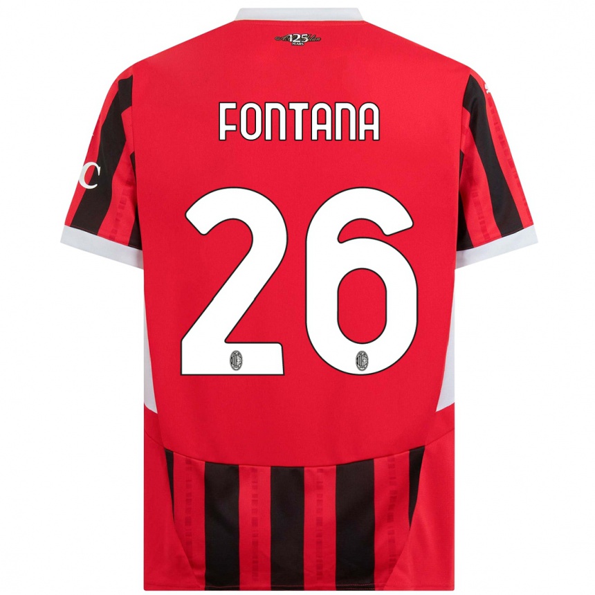 Niño Fútbol Camiseta Francesco Fontana #26 Rojo Negro 1ª Equipación 2024/25