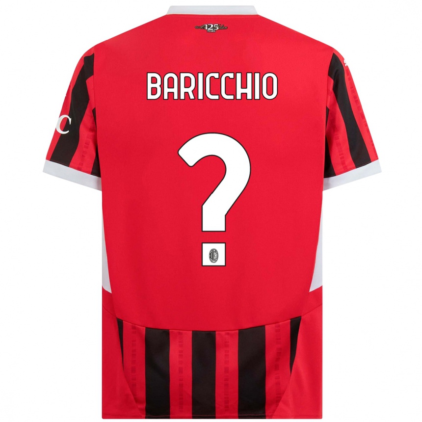 Niño Fútbol Camiseta Luca Baricchio #0 Rojo Negro 1ª Equipación 2024/25