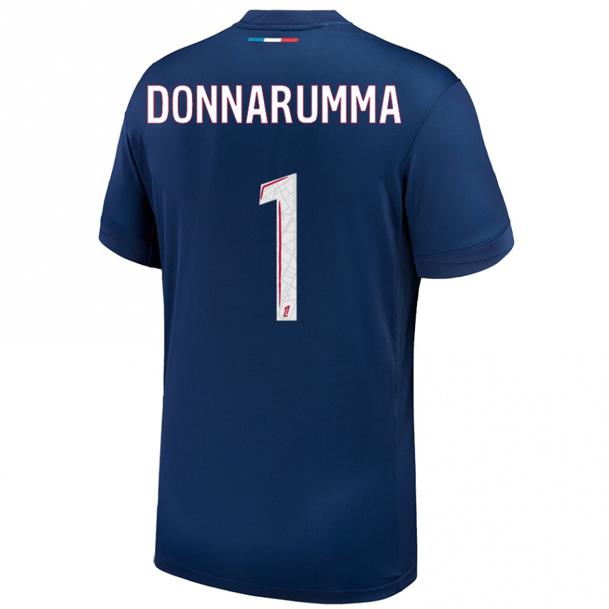 Niño Fútbol Camiseta Gianluigi Donnarumma #1 Azul Marino Blanco 1ª Equipación 2024/25