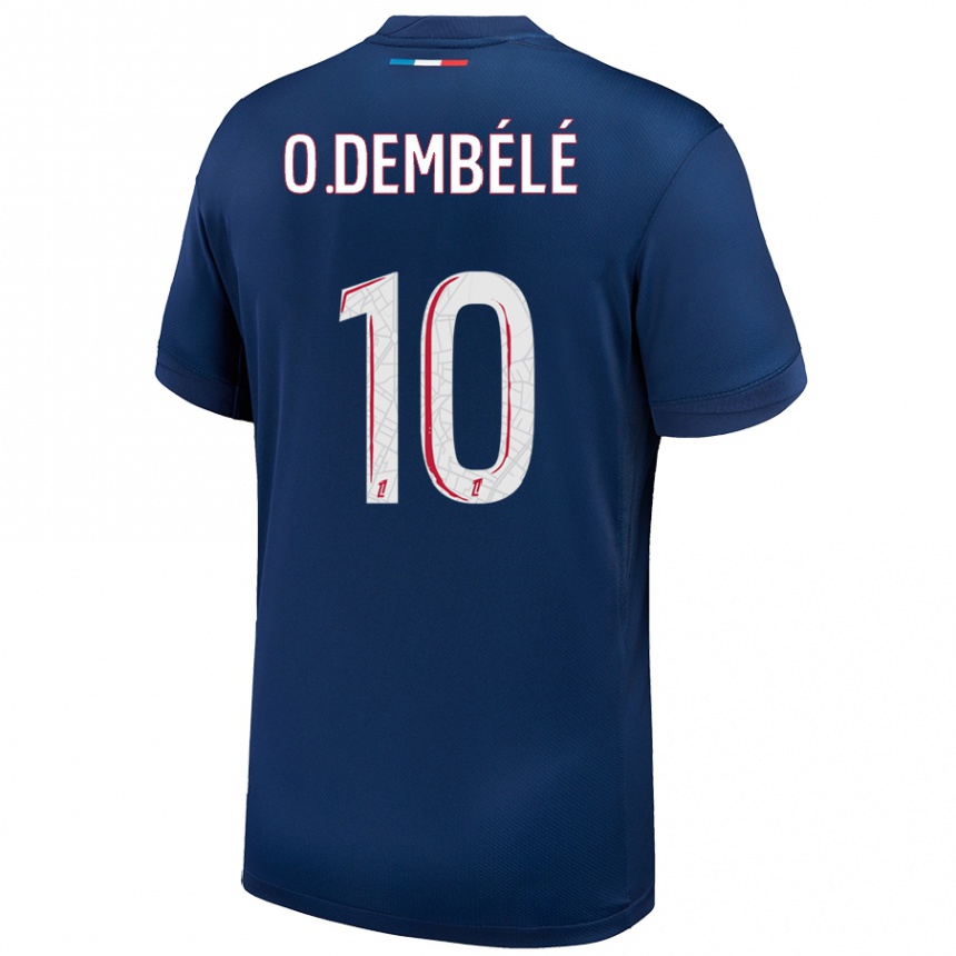 Niño Fútbol Camiseta Ousmane Dembélé #10 Azul Marino Blanco 1ª Equipación 2024/25