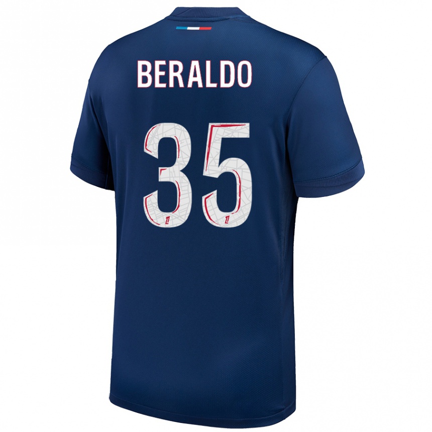 Niño Fútbol Camiseta Lucas Beraldo #35 Azul Marino Blanco 1ª Equipación 2024/25