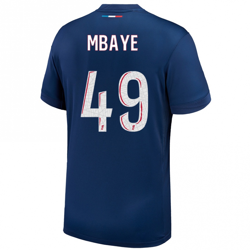 Niño Fútbol Camiseta Ibrahim Mbaye #49 Azul Marino Blanco 1ª Equipación 2024/25