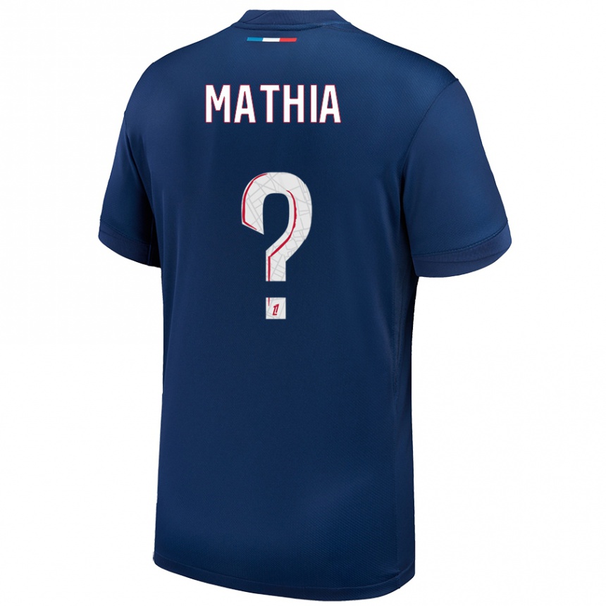 Niño Fútbol Camiseta Olivier Mathia #0 Azul Marino Blanco 1ª Equipación 2024/25