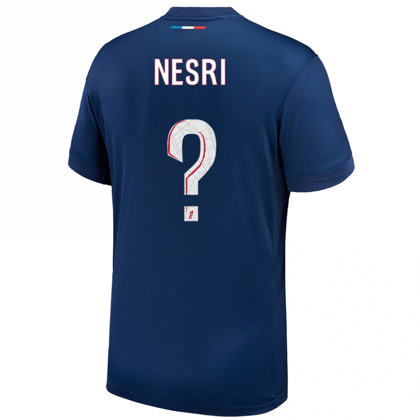 Niño Fútbol Camiseta Yanis Nesri #0 Azul Marino Blanco 1ª Equipación 2024/25