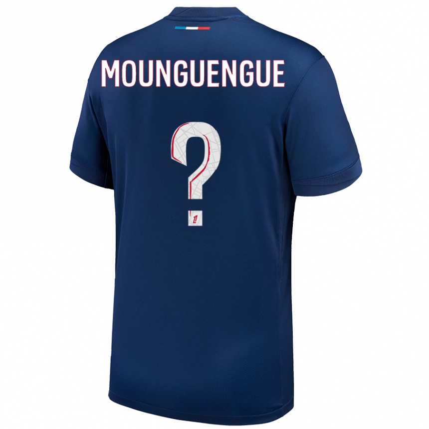 Niño Fútbol Camiseta Pierre Mounguengue #0 Azul Marino Blanco 1ª Equipación 2024/25