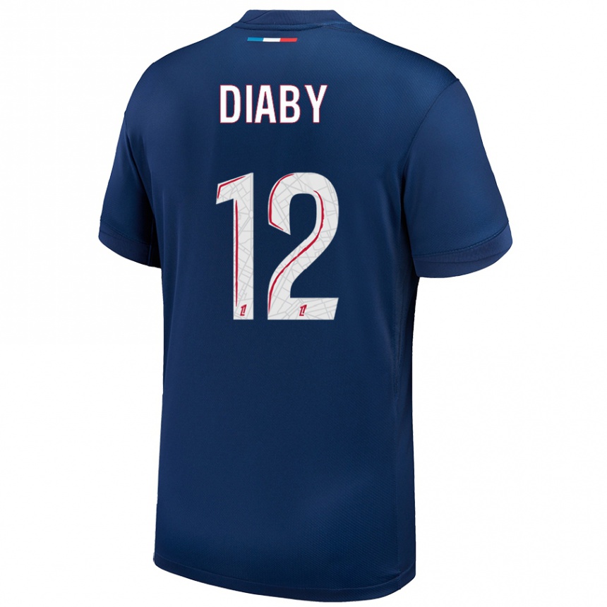 Niño Fútbol Camiseta Ibrahima Diaby #12 Azul Marino Blanco 1ª Equipación 2024/25