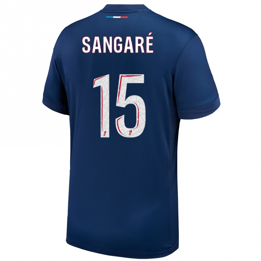 Niño Fútbol Camiseta Mahamadou Sangaré #15 Azul Marino Blanco 1ª Equipación 2024/25