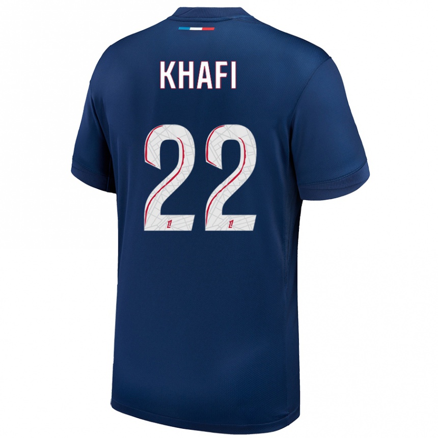 Niño Fútbol Camiseta Yanis Khafi #22 Azul Marino Blanco 1ª Equipación 2024/25