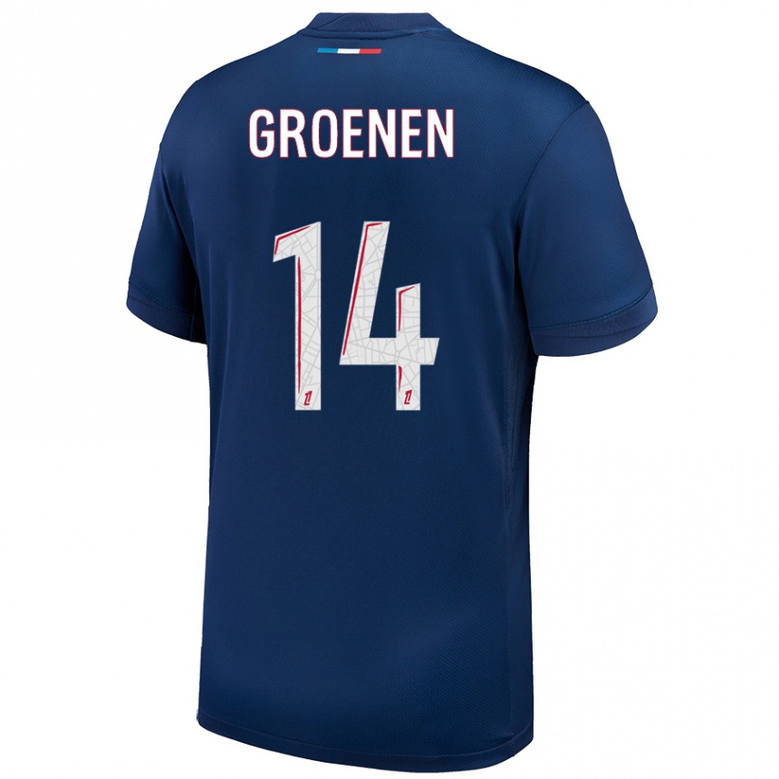 Niño Fútbol Camiseta Jackie Groenen #14 Azul Marino Blanco 1ª Equipación 2024/25