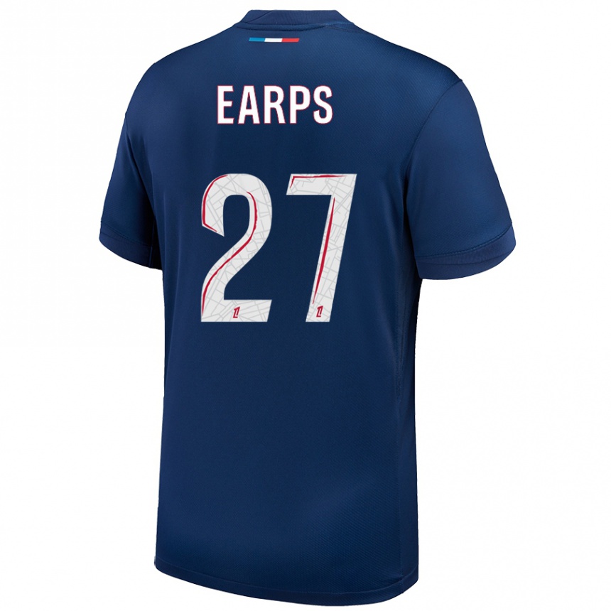 Niño Fútbol Camiseta Mary Earps #27 Azul Marino Blanco 1ª Equipación 2024/25