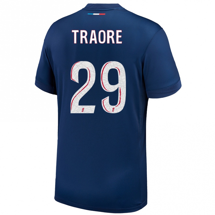 Niño Fútbol Camiseta Manssita Traoré #29 Azul Marino Blanco 1ª Equipación 2024/25