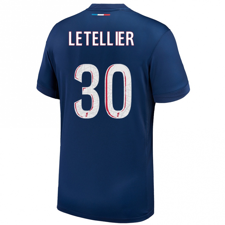 Niño Fútbol Camiseta Alexandre Letellier #30 Azul Marino Blanco 1ª Equipación 2024/25