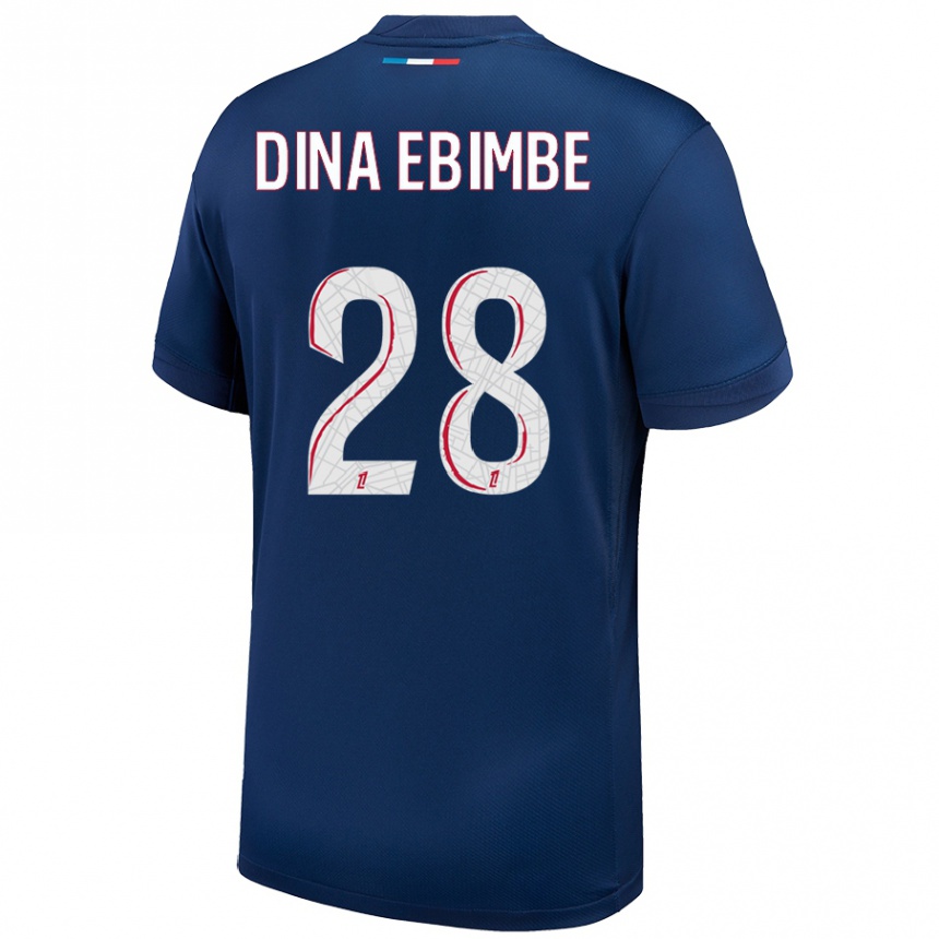 Niño Fútbol Camiseta Eric Junior Dina Ebimbe #28 Azul Marino Blanco 1ª Equipación 2024/25