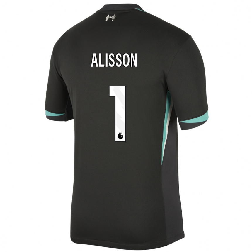 Niño Fútbol Camiseta Alisson #1 Negro Antracita Blanco 2ª Equipación 2024/25