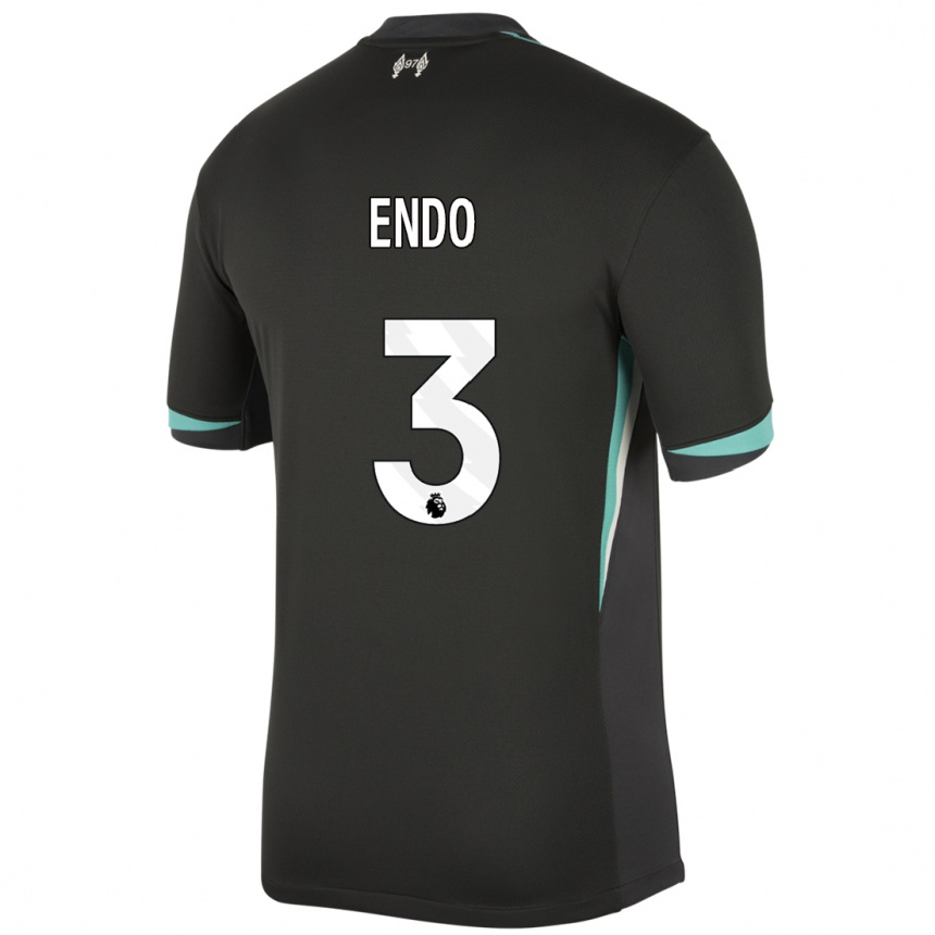 Niño Fútbol Camiseta Wataru Endo #3 Negro Antracita Blanco 2ª Equipación 2024/25