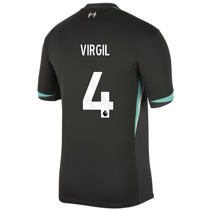 Niño Fútbol Camiseta Virgil Van Dijk #4 Negro Antracita Blanco 2ª Equipación 2024/25