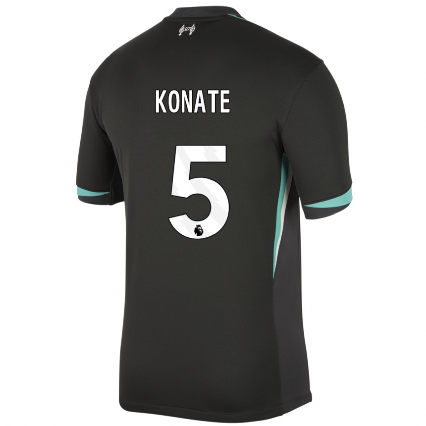 Niño Fútbol Camiseta Ibrahima Konate #5 Negro Antracita Blanco 2ª Equipación 2024/25