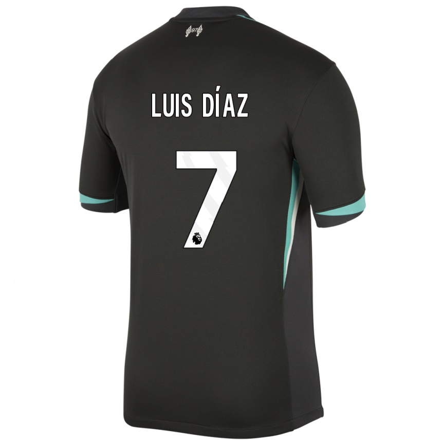 Niño Fútbol Camiseta Luis Diaz #7 Negro Antracita Blanco 2ª Equipación 2024/25