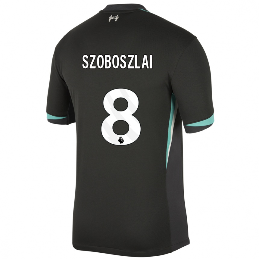 Niño Fútbol Camiseta Dominik Szoboszlai #8 Negro Antracita Blanco 2ª Equipación 2024/25