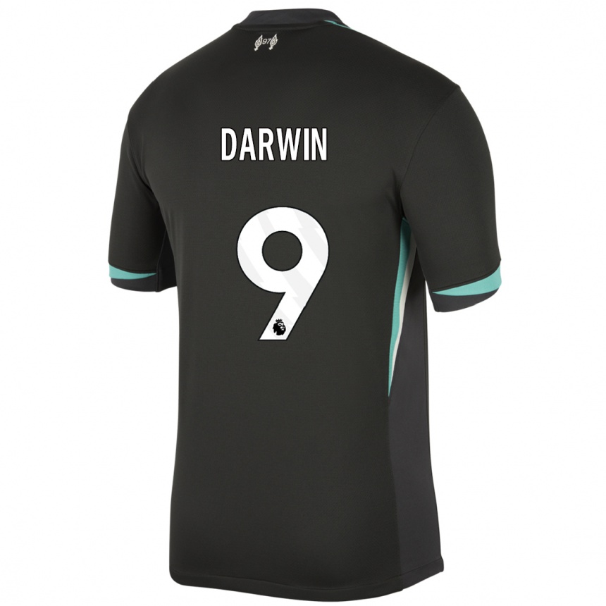 Niño Fútbol Camiseta Darwin Nunez #9 Negro Antracita Blanco 2ª Equipación 2024/25